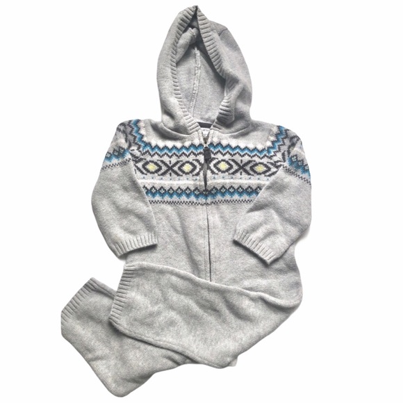 Carter's Other - Carter’s Hooded Knit Zip Romper